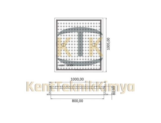 AK-DKT-600-C250-C8 Döküm Rögar Kapağı Kare 1000mm (C250) görsel 3