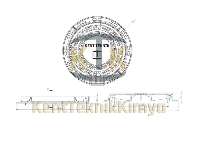 AK-DKT-600-D400-D2 Menteşeli Döküm Rögar Kapağı Takımı (D400) görsel 3