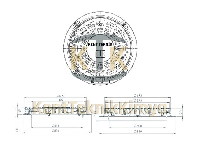AK-DKT 600-B125 Döküm Rögar Kapağı Yuvarlak 600mm (B125) görsel 3